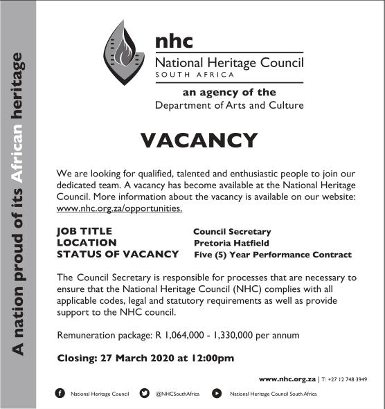 National Heritage Council Secretary job opportunity.jpg The Heritage Portal